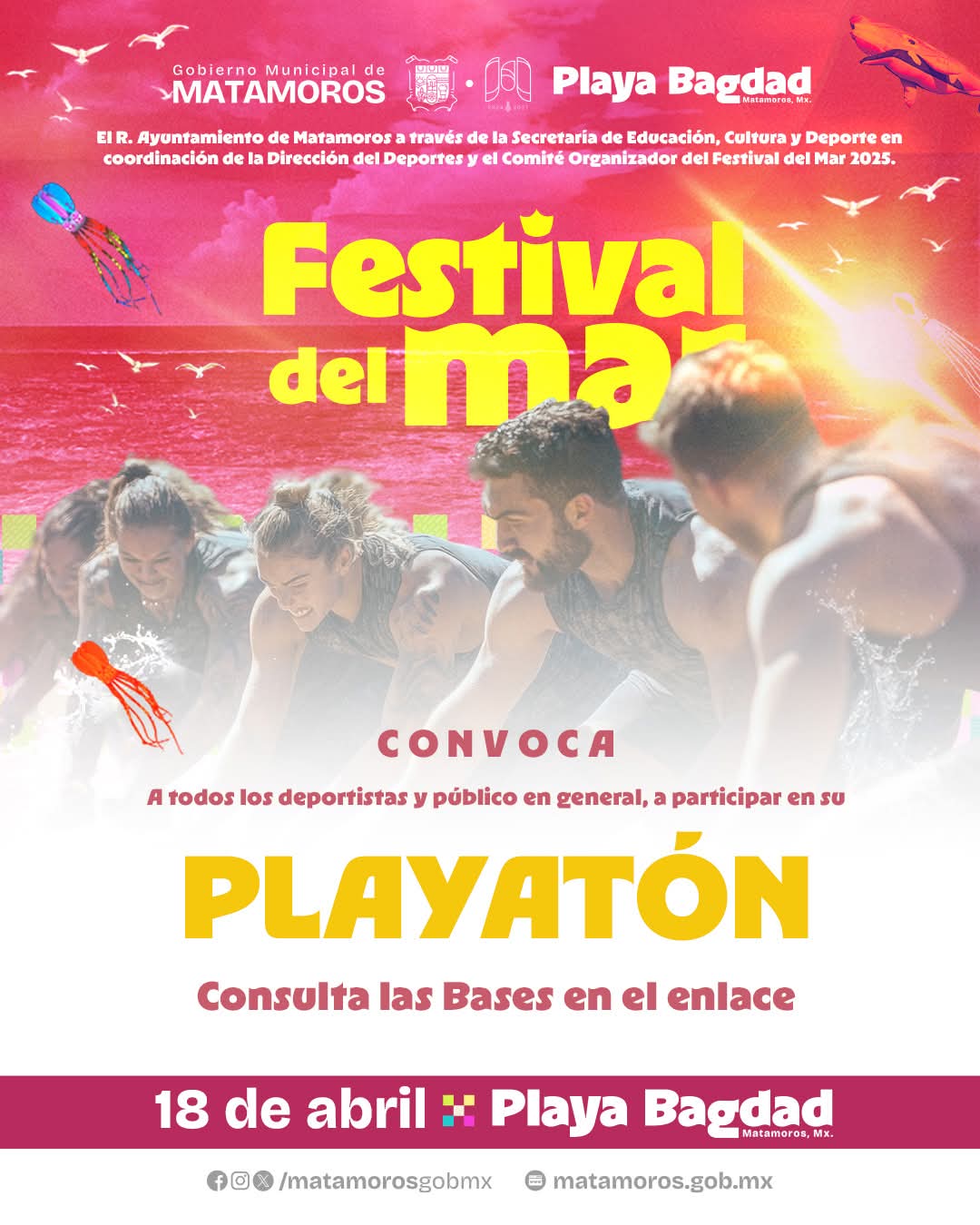Convoca el Gobierno Municipal a participar en el Playatón Deportivo; en el marco del Festival del Mar 2025