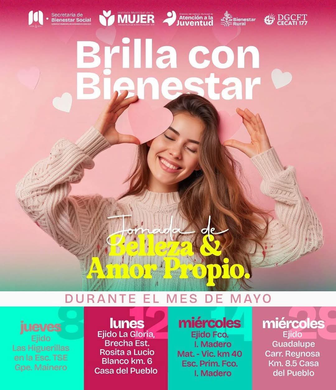 Durante mayo, se llevará a efecto la jornada de belleza y amor Propio “Brilla con bienestar”